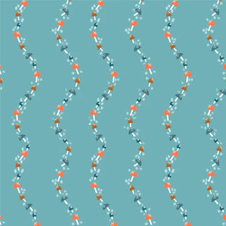 Woodland Creatures - Mushroom Vines Blue