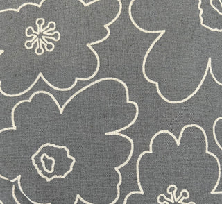 Large Cream Outline Flowers on Gray