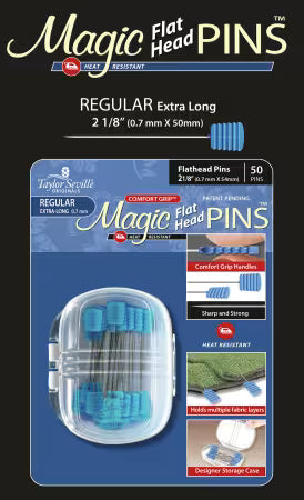 Magic Pins Flat Head Regular 2 1/8" Extra Long 50 Pc