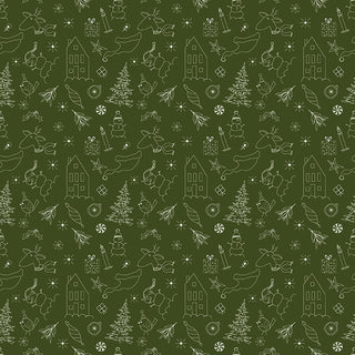 Christmas Is In Town - Doodles Dark Green