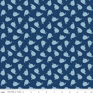 Love You to the Moon Whales Navy