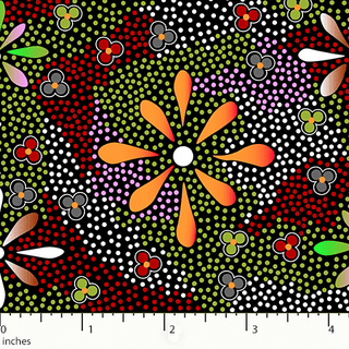 Flowers in the Desert Black - Aboriginal