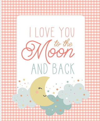 Love You to the Moon Panel Coral - 35.5"x43.5"