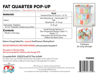 Fat Quarter Pop Up Pattern & Spring