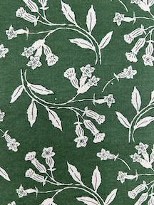 Green with Cream Leaves - Fern Textiles