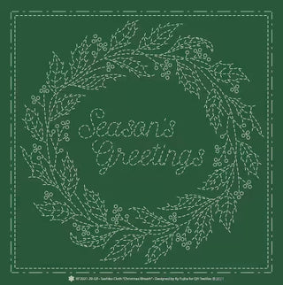 Christmas Wreath Sashiko Cloth
