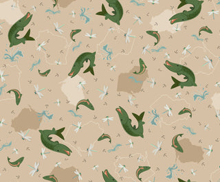 WI-All Over Fish -Neutral 1/2 yard