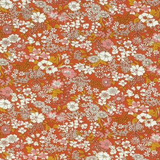 Red/Orange Flowers - Cotton Lawn - Kokka