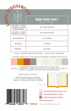 Book Nook Quilt Pattern - Pen & Paper Patterns