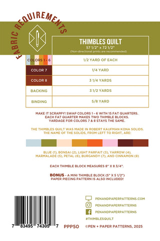 Thimbles Quilt Pattern - Pen & Paper Patterns