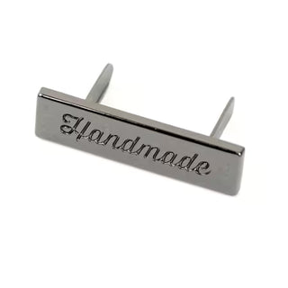 Script Handmade Label - Gunmetal