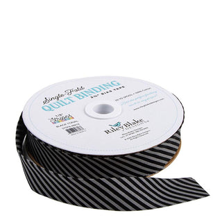 Single Fold Quilt Binding - Stripes Black Tonal