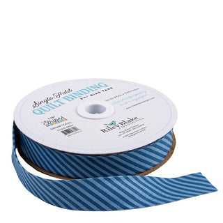 Single Fold Quilt Binding - Stripes Denim Tonal