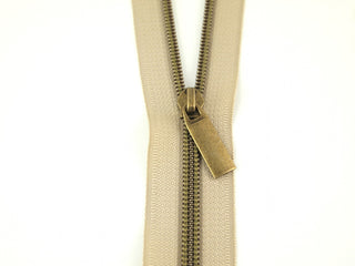 #5 Beige Zipper - Antique Pull