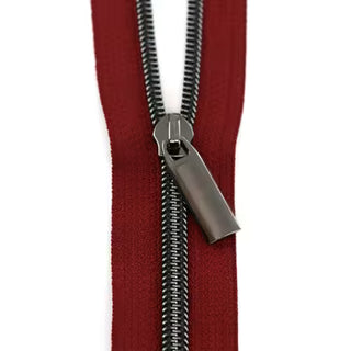 #5 Burgundy Zipper - Gun Metal
