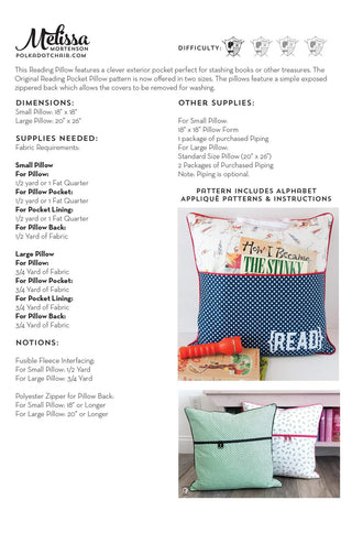 Reading Pillow Sewing Pattern